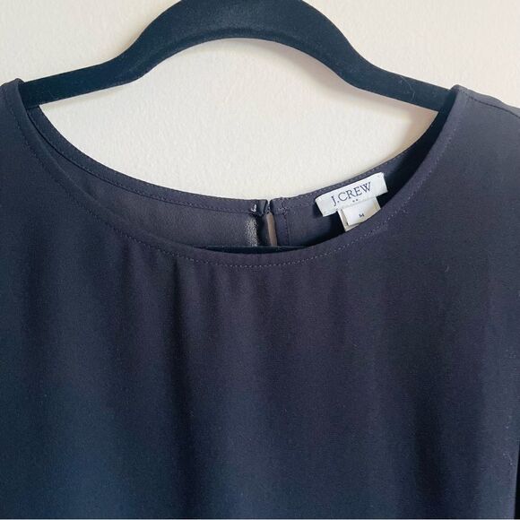 J. CREW Black Bell Sleeve Chiffon Peplum Top Medium - Picture 2 of 6